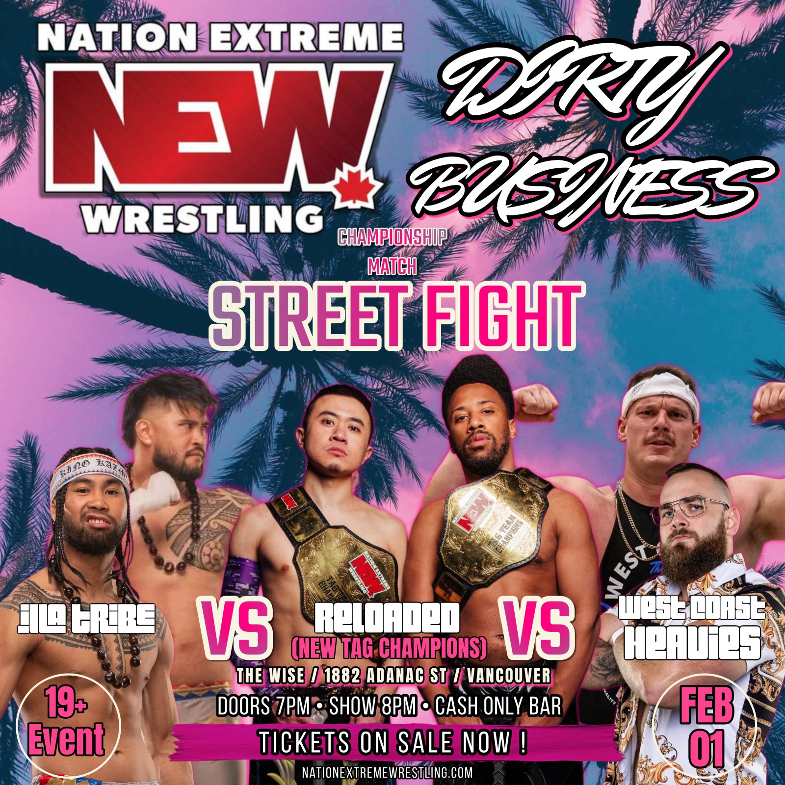 Nation Extreme Wrestling: Dirty Business – Saturday Feb 1, tickets on sale now